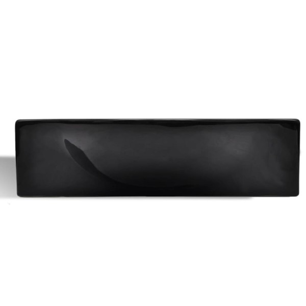 Lavabo de cerámica con orificio de grifo/desagüe negro Lavabo de cerámica con orificio de grifo/desagüe negro