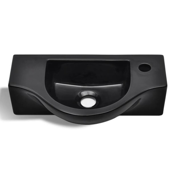 Lavabo de cerámica con orificio de grifo/desagüe negro Lavabo de cerámica con orificio de grifo/desagüe negro