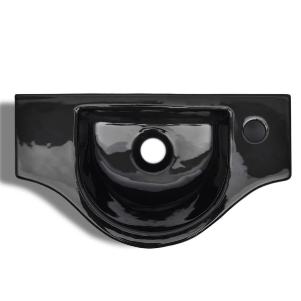 Lavabo de cerámica con orificio de grifo/desagüe negro Lavabo de cerámica con orificio de grifo/desagüe negro
