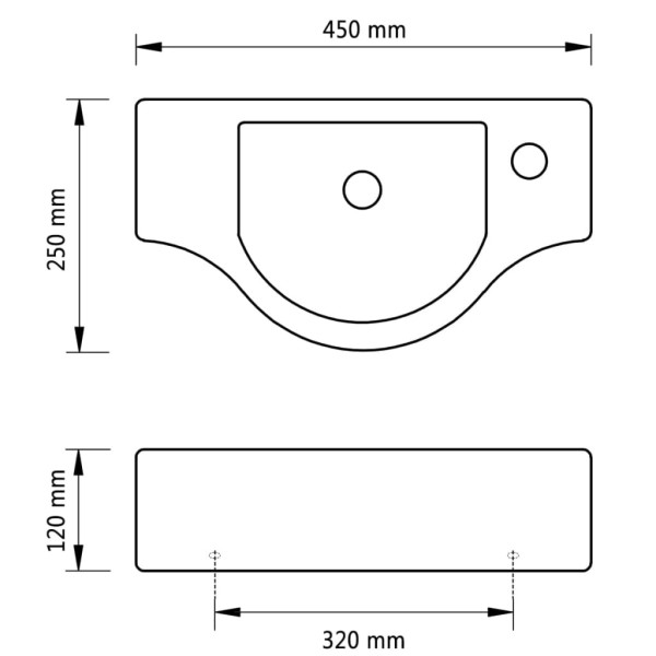 Lavabo de cerámica con orificio de grifo/desagüe negro Lavabo de cerámica con orificio de grifo/desagüe negro