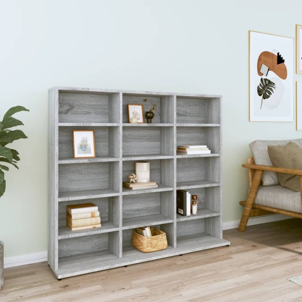 Estantería para CDs madera contrachapada gris 102x23x89,5 cm Estantería para CDs madera contrachapada gris 102x23x89,5 cm