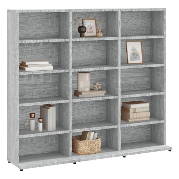 Estantería para CDs madera contrachapada gris 102x23x89,5 cm Estantería para CDs madera contrachapada gris 102x23x89,5 cm