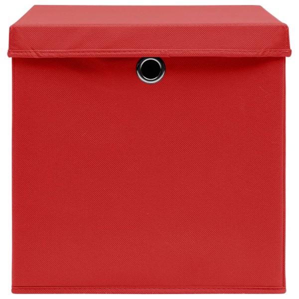 Cajas de almacenaje con tapas 4 uds tela rojo 32x32x32 cm Cajas de almacenaje con tapas 4 uds tela rojo 32x32x32 cm