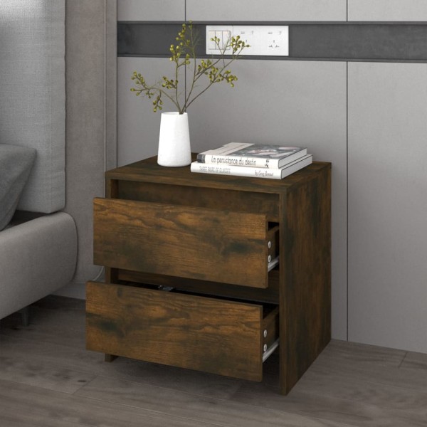 Mesita de noche madera ingeniería roble ahumado 45x34,5x44,5 cm Mesita de noche madera ingeniería roble ahumado 45x34,5x44,5 cm