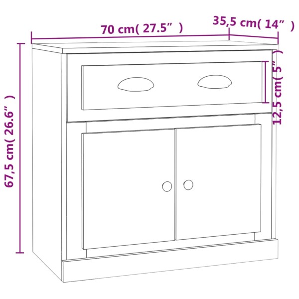 Aparador de madera contrachapada gris Sonoma 70x35,5x67,5 cm Aparador de madera contrachapada gris Sonoma 70x35,5x67,5 cm