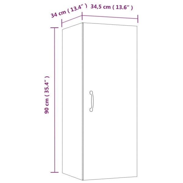 Armario de pared contrachapado roble ahumado34,5x34x90 cm Armario de pared contrachapado roble ahumado34,5x34x90 cm
