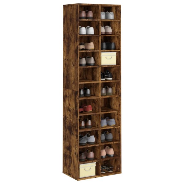 Mueble zapatero madera contrachapada roble ahumado 54x34x183cm Mueble zapatero madera contrachapada roble ahumado 54x34x183cm