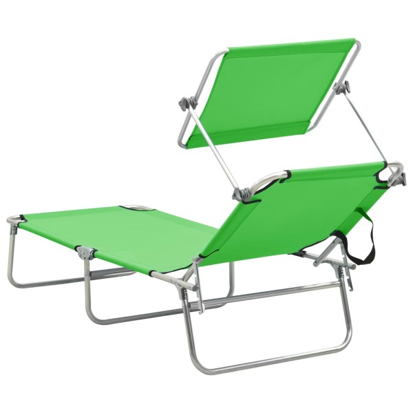 Tumbona plegable con parasol de acero verde manzana Tumbona plegable con parasol de acero verde manzana