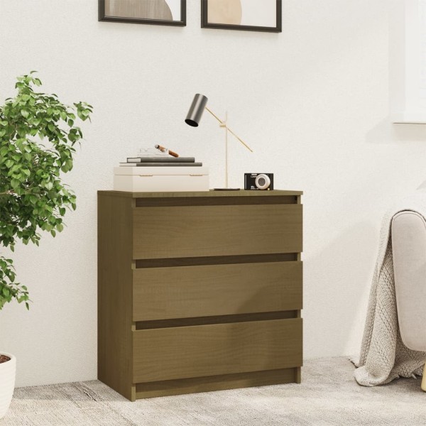 Mesita de noche madera maciza de mango marrón miel 60x36x64 cm Mesita de noche madera maciza de mango marrón miel 60x36x64 cm