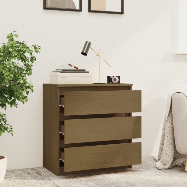 Mesita de noche madera maciza de mango marrón miel 60x36x64 cm Mesita de noche madera maciza de mango marrón miel 60x36x64 cm