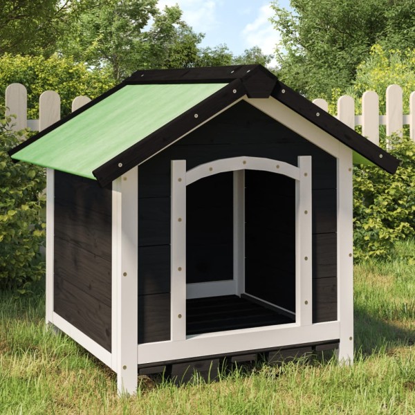 Caseta para perros madera maciza de pino gris 65x65x61,5 cm Caseta para perros madera maciza de pino gris 65x65x61,5 cm