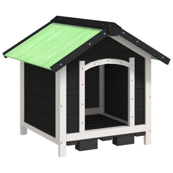 Caseta para perros madera maciza de pino gris 65x65x61,5 cm Caseta para perros madera maciza de pino gris 65x65x61,5 cm