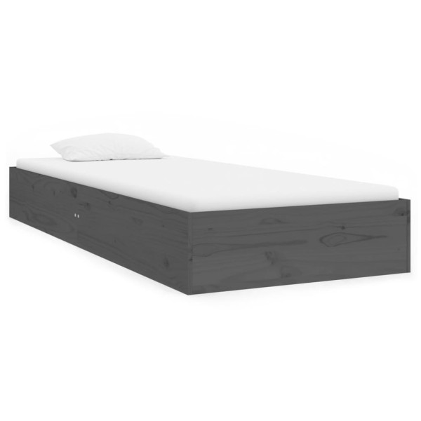Estructura de cama madera maciza individual gris 75x190 cm