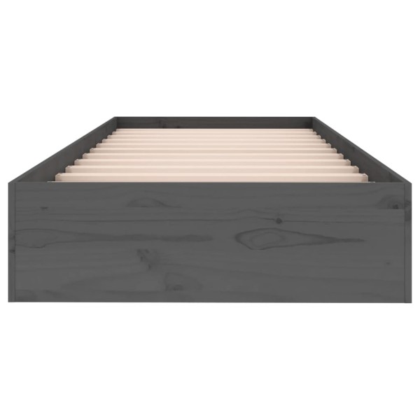 Estructura de cama madera maciza individual gris 75x190 cm