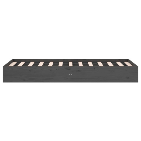 Estructura de cama madera maciza individual gris 75x190 cm