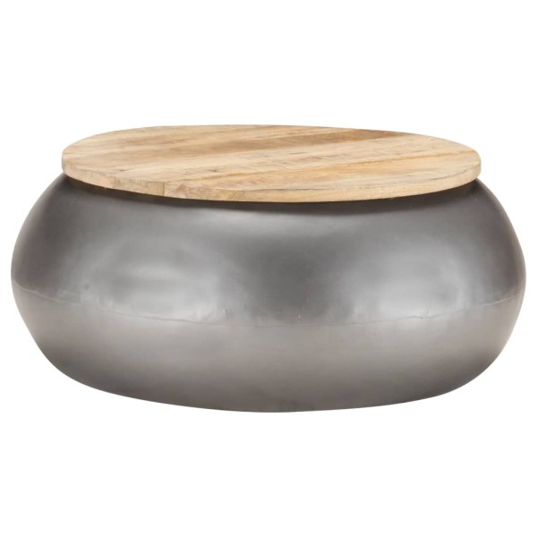 Mesa de centro de madera de mango maciza gris 68x68x30 cm Mesa de centro de madera de mango maciza gris 68x68x30 cm