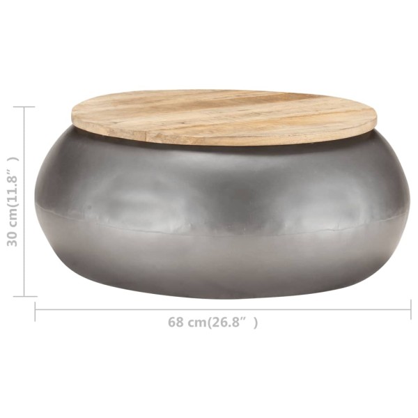 Mesa de centro de madera de mango maciza gris 68x68x30 cm Mesa de centro de madera de mango maciza gris 68x68x30 cm