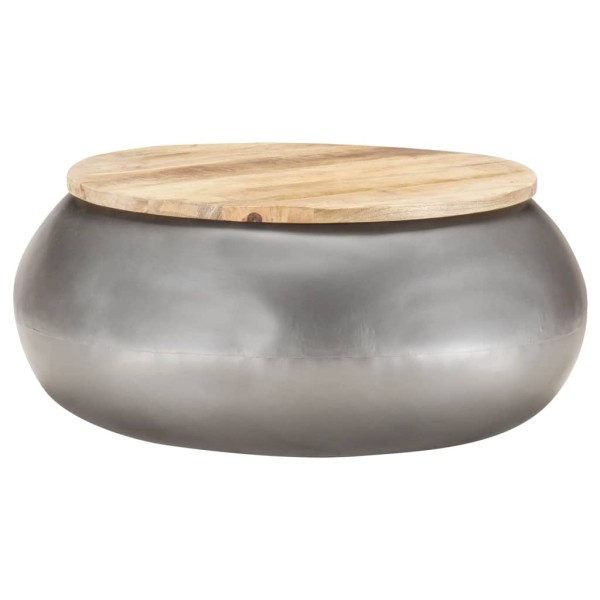 Mesa de centro de madera de mango maciza gris 68x68x30 cm Mesa de centro de madera de mango maciza gris 68x68x30 cm