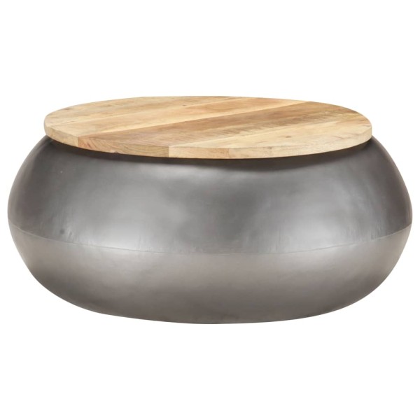 Mesa de centro de madera de mango maciza gris 68x68x30 cm Mesa de centro de madera de mango maciza gris 68x68x30 cm
