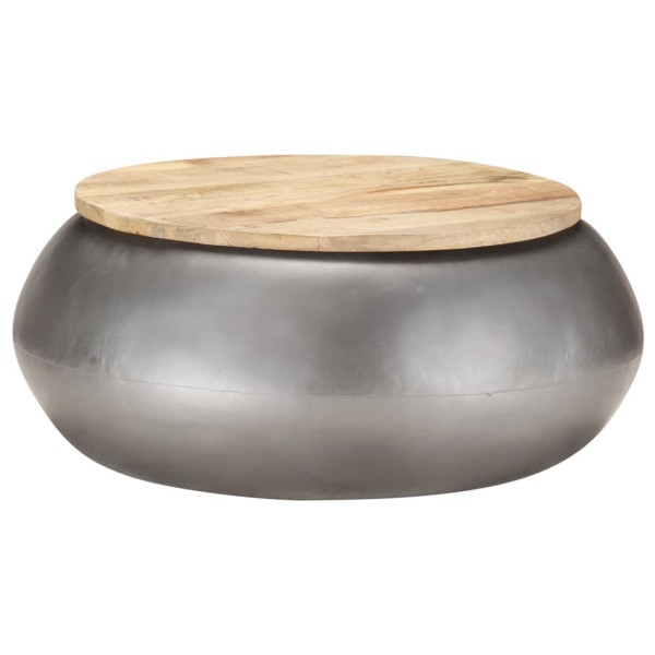 Mesa de centro de madera de mango maciza gris 68x68x30 cm Mesa de centro de madera de mango maciza gris 68x68x30 cm