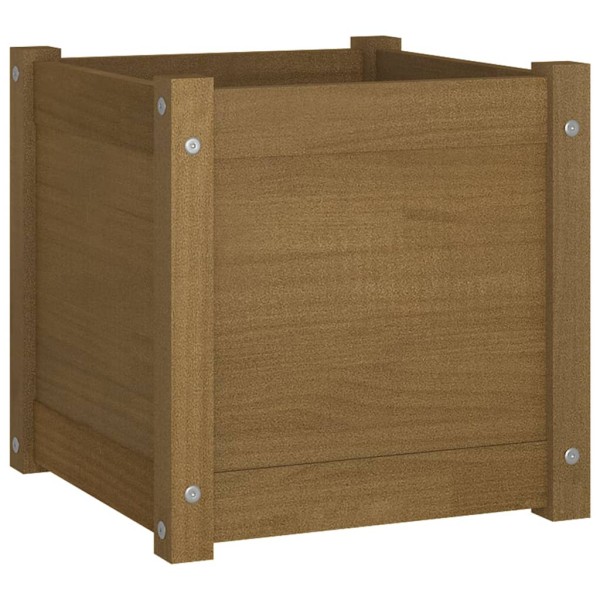 Jardinera de madera maciza de pino marrón 40x40x40 cm Jardinera de madera maciza de pino marrón 40x40x40 cm