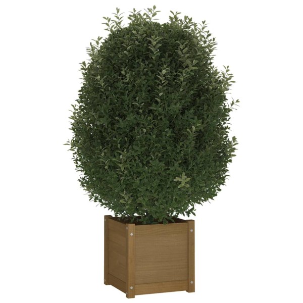 Jardinera de madera maciza de pino marrón 40x40x40 cm Jardinera de madera maciza de pino marrón 40x40x40 cm