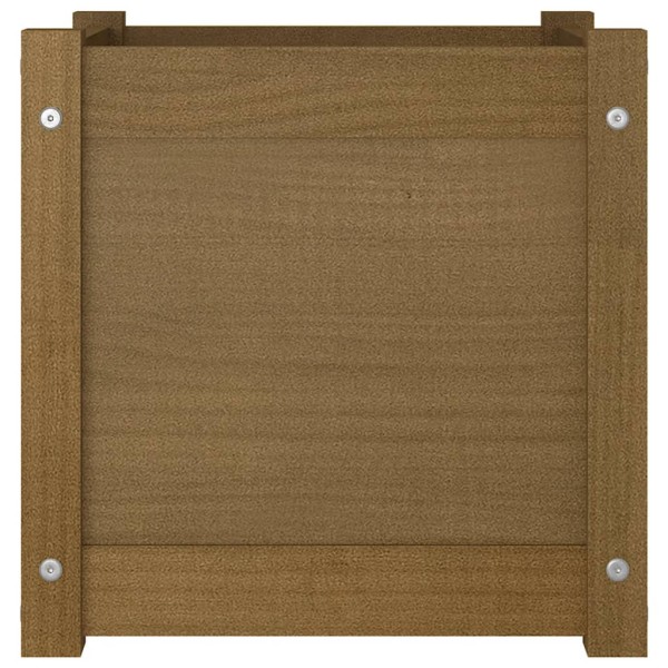 Jardinera de madera maciza de pino marrón 40x40x40 cm Jardinera de madera maciza de pino marrón 40x40x40 cm