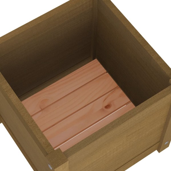 Jardinera de madera maciza de pino marrón 40x40x40 cm Jardinera de madera maciza de pino marrón 40x40x40 cm