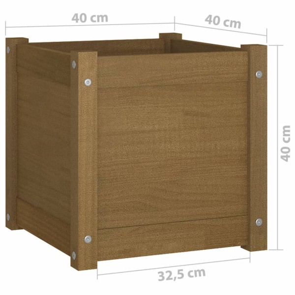 Jardinera de madera maciza de pino marrón 40x40x40 cm Jardinera de madera maciza de pino marrón 40x40x40 cm