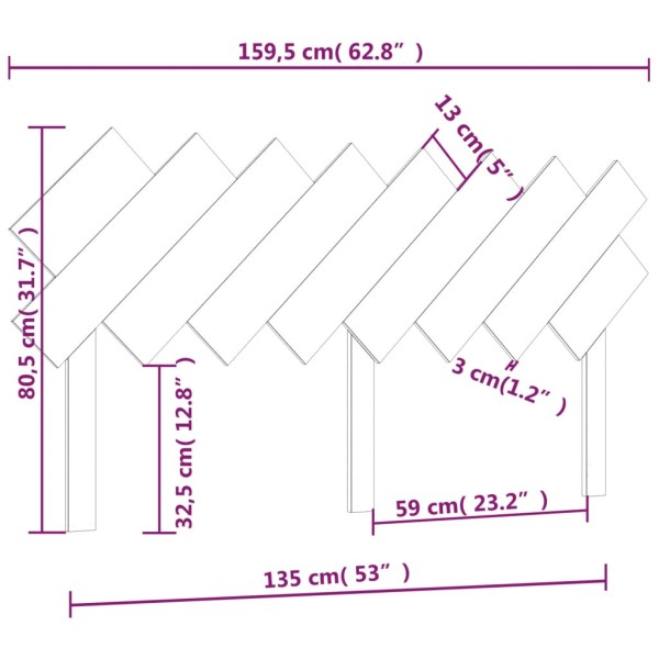 Cabecero de cama madera maciza de pino gris 159,5x3x80,5 cm Cabecero de cama madera maciza de pino gris 159,5x3x80,5 cm