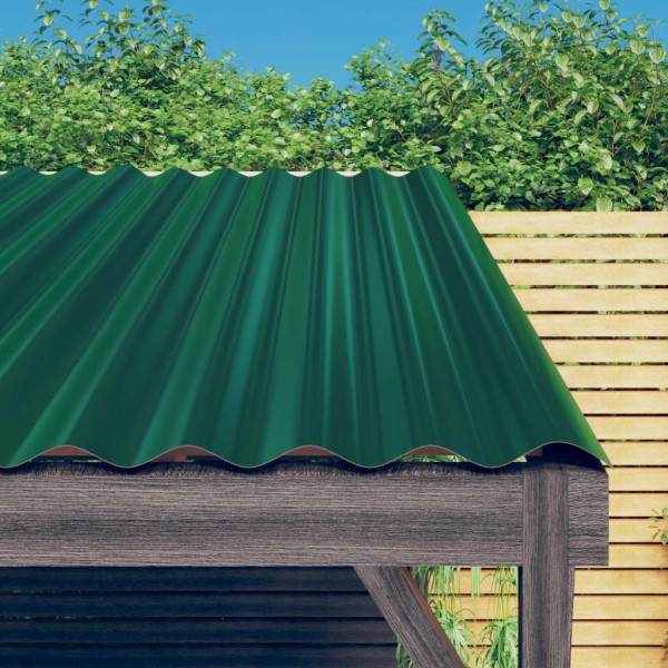 Paneles de tejado 12 unidades acero recubierto verde 80x36 cm Paneles de tejado 12 unidades acero recubierto verde 80x36 cm