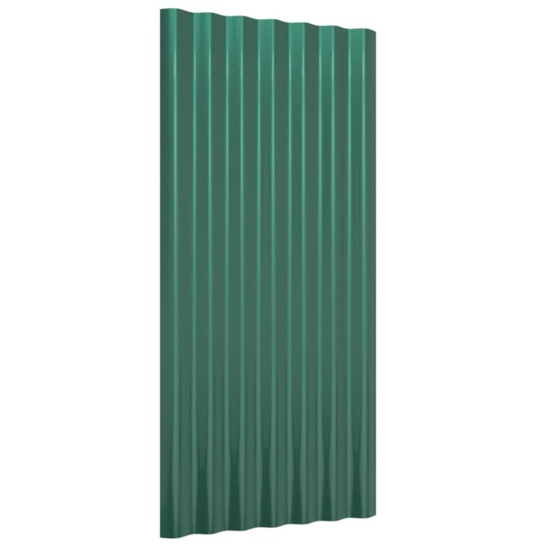 Paneles de tejado 12 unidades acero recubierto verde 80x36 cm Paneles de tejado 12 unidades acero recubierto verde 80x36 cm