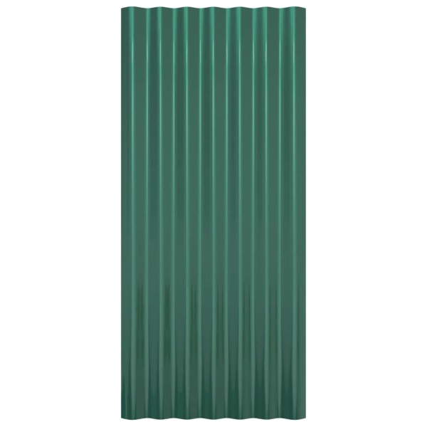 Paneles de tejado 12 unidades acero recubierto verde 80x36 cm Paneles de tejado 12 unidades acero recubierto verde 80x36 cm