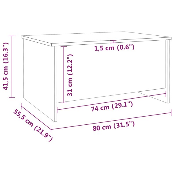Mesa de centro madera contrachapada gris Sonoma 80x55,5x41,5 cm Mesa de centro madera contrachapada gris Sonoma 80x55,5x41,5 cm