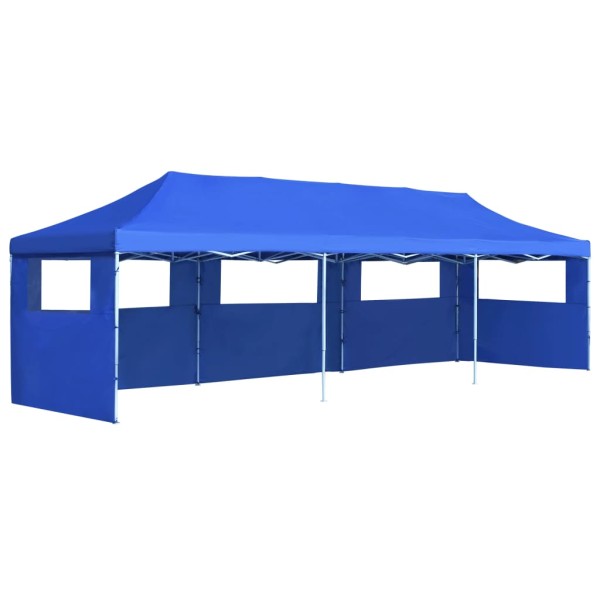 Carpa plegable Pop-up con 5 paredes laterales 3x9 m azul Carpa plegable Pop-up con 5 paredes laterales 3x9 m azul