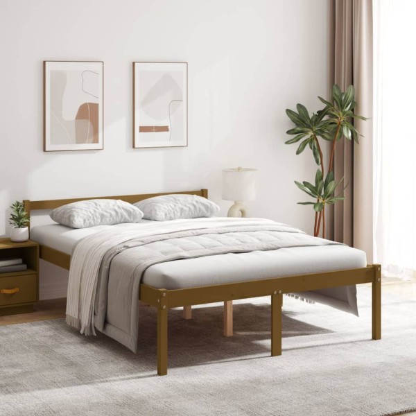 Cama personas mayores madera maciza pino marrón miel 120x200 cm
