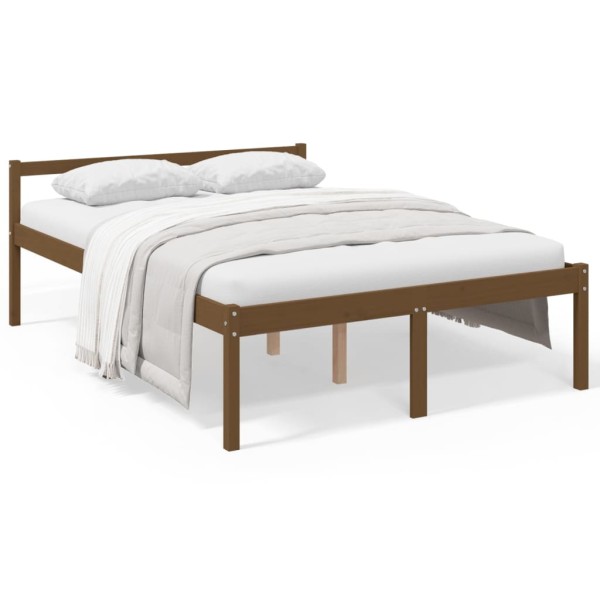 Cama personas mayores madera maciza pino marrón miel 120x200 cm