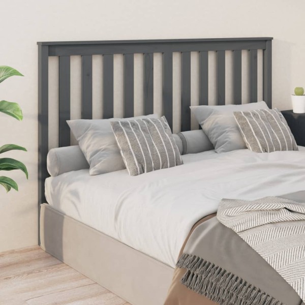 Cabecero de cama madera maciza de pino gris 141x6x101 cm Cabecero de cama madera maciza de pino gris 141x6x101 cm