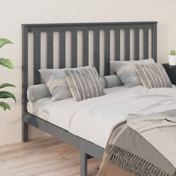 Cabecero de cama madera maciza de pino gris 141x6x101 cm Cabecero de cama madera maciza de pino gris 141x6x101 cm