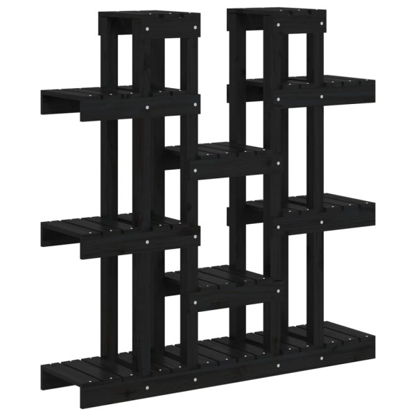 Soporte para plantas madera maciza pino negro 104,5x25x109,5 cm Soporte para plantas madera maciza pino negro 104,5x25x109,5 cm