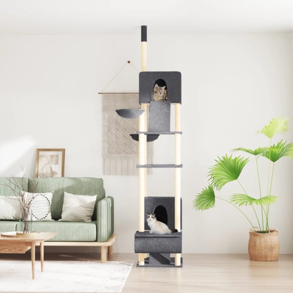Árbol rascador para gatos suelo a techo gris oscuro 277-303 cm Árbol rascador para gatos suelo a techo gris oscuro 277-303 cm