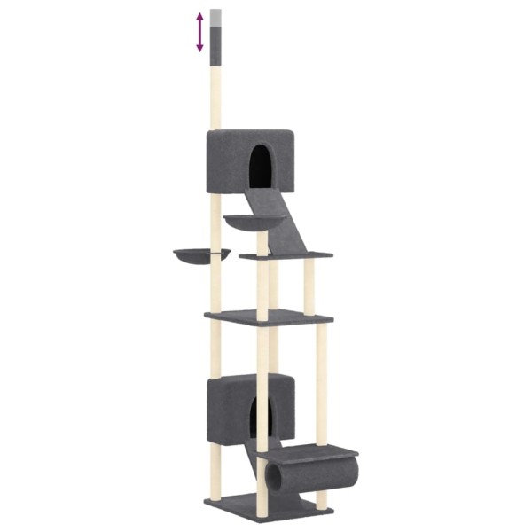 Árbol rascador para gatos suelo a techo gris oscuro 277-303 cm Árbol rascador para gatos suelo a techo gris oscuro 277-303 cm