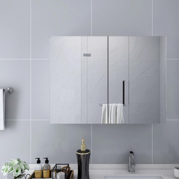 Armario de baño con espejo MDF blanco 80x15x60 cm Armario de baño con espejo MDF blanco 80x15x60 cm
