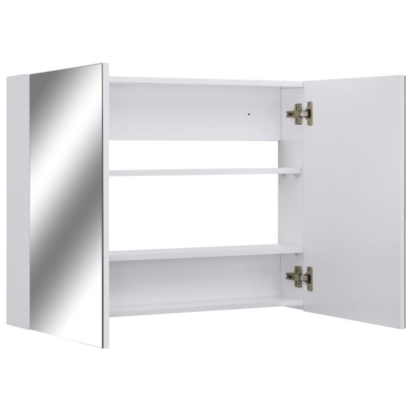 Armario de baño con espejo MDF blanco 80x15x60 cm Armario de baño con espejo MDF blanco 80x15x60 cm
