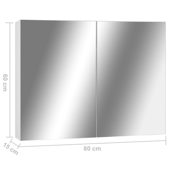 Armario de baño con espejo MDF blanco 80x15x60 cm Armario de baño con espejo MDF blanco 80x15x60 cm