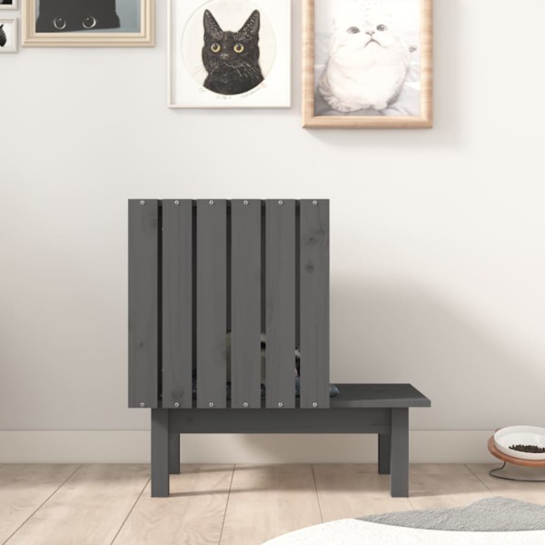 Casa para gatos de madera maciza de pino gris 60x36x60 cm Casa para gatos de madera maciza de pino gris 60x36x60 cm