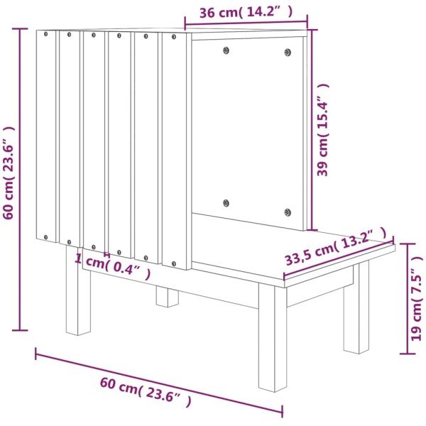 Casa para gatos de madera maciza de pino gris 60x36x60 cm Casa para gatos de madera maciza de pino gris 60x36x60 cm