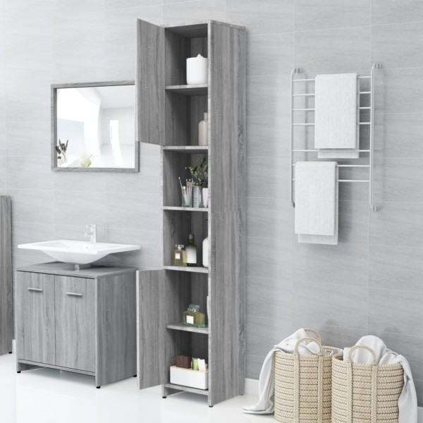 Armario de baño madera contrachapada gris Sonoma 30x30x183,5 cm Armario de baño madera contrachapada gris Sonoma 30x30x183,5 cm