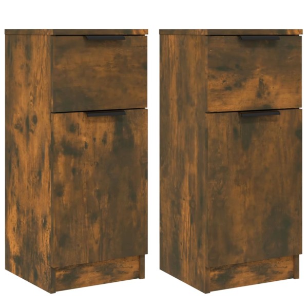Aparadores 2 uds madera contrachapada roble ahumado 30x30x70 cm Aparadores 2 uds madera contrachapada roble ahumado 30x30x70 cm