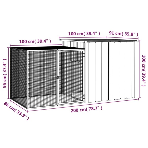 Jaula de gallinas acero galvanizado antracita 200x91x100 cm Jaula de gallinas acero galvanizado antracita 200x91x100 cm
